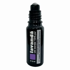 Ulei esențial de lavandă 100% pur, roll on, sticlă violet